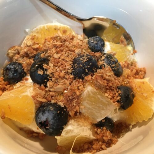 frozen blueberries and orange easy Greek yogurt
